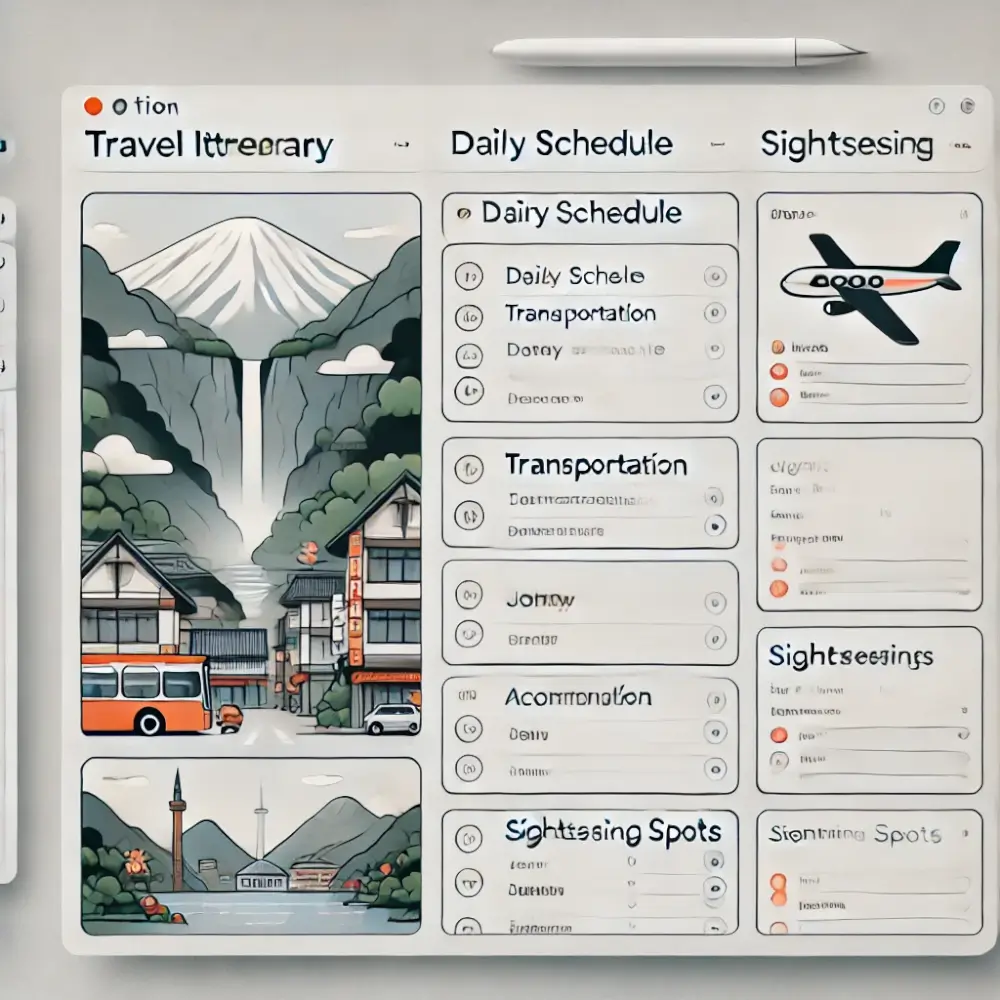 旅行計画に使えるNotionテンプレートのスクリーンショット